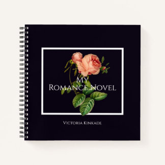 Liebesroman-Notizbuch mit einer antiken rosa Rose Notizbuch