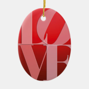 Liebesromanze Rot Pink Keramikornament