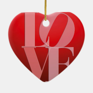 Liebesromanze Rot Pink Keramikornament