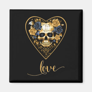 Liebesrosen-Totenkopf für Valentinsliebe Fels für Magnet