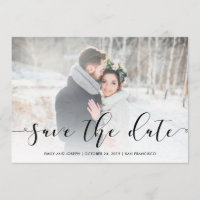 Liebesskript | Schwarz Save the Date mit Foto