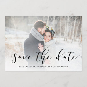Liebesskript Schwarz Save the Date mit Foto