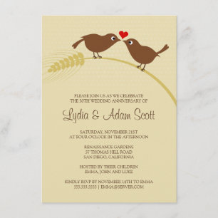 Liebesvögel 4.5" x 6.25" Hochzeitstag Einladung