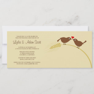 Liebesvögel 4" x 9,25" Hochzeitstag Einladung