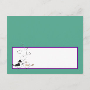 Liebesvögel Aquamarin/Lila Hochzeitsstiftung Platz Postkarte