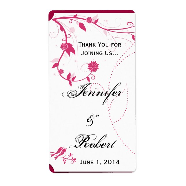 Liebesvögel auf dem Etikett Rosa und Weiß (Vorne)