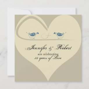 Liebesvögel auf Ecru Herz Hochzeitstag Einladung