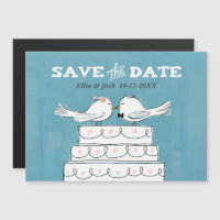 Liebesvögel auf Hochzeitstorte Save the Date
