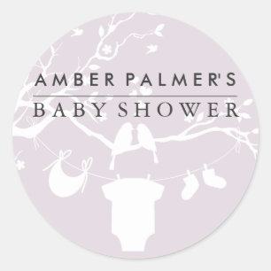 Liebesvögel-Baby-Party-Aufkleber Runder Aufkleber
