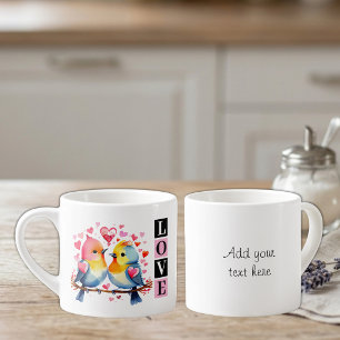 Liebesvögel benutzerdefinierter Text pink Espressotasse