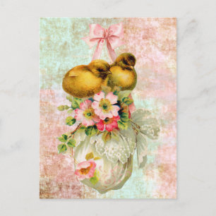 Liebesvögel Blume Vintag Ostern Karte Kunst