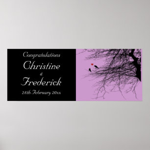 Liebesvögel, dekoratives Hochzeitsbanner Poster