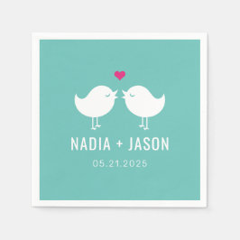 Liebesvögel, die FARBEN-Hochzeitspartei Serviette