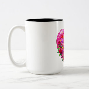 Liebesvogel-Duo im Rosenherz Zweifarbige Tasse