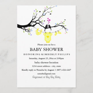 Liebesvögel | Einladung zur neutralen Babydusche