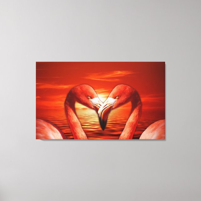 Liebesvögel Flamingos in der Liebe Leinwanddruck (Vorderseite)