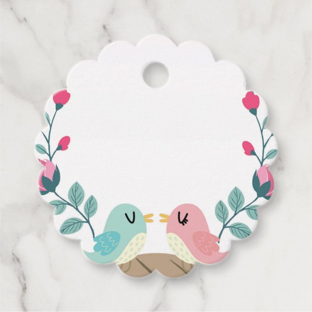 Liebesvögel Frühlingsblumen Geschenkanhänger (Vorderseite)