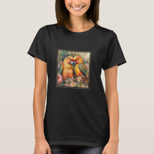 Liebesvogel-Garten-Blumen-Malerei-Haustier-Mama-Pa T-Shirt