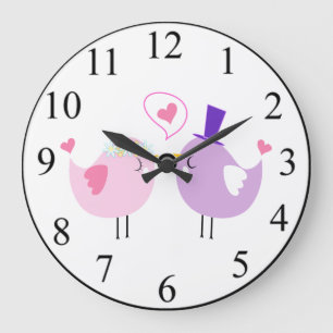 Liebesvögel Große Wanduhr
