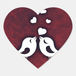 Liebesvögel Herz-Aufkleber