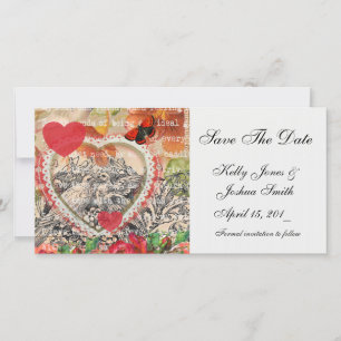 Liebesvögel Herz Rot Art Collage Save The Date