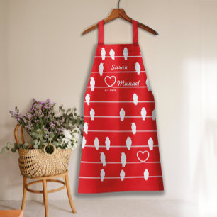 Liebesvögel Herz Rot-Weiß-Schürze Schürze