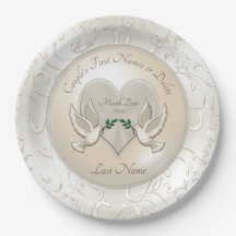 Liebesvögel Hochzeit Thema Papier Teller Namen, Da