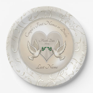 Liebesvögel Hochzeit Thema Papier Teller Namen, Da