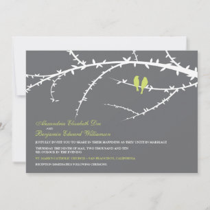 Liebesvögel Hochzeitseinladung (limette) Einladung