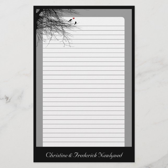 Liebesvögel, Hochzeitskunde Briefpapier (Vorderseite)