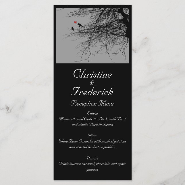 Liebesvögel, Hochzeitsmenü und Programm (Vorderseite)