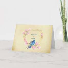 Liebesvögel im Herzvalentinstag Karte
