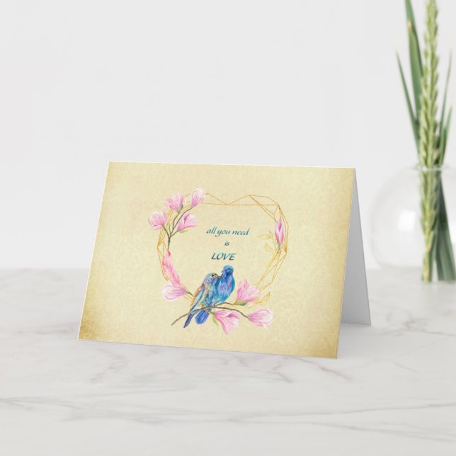 Liebesvögel im Herzvalentinstag Karte (Vorderseite)