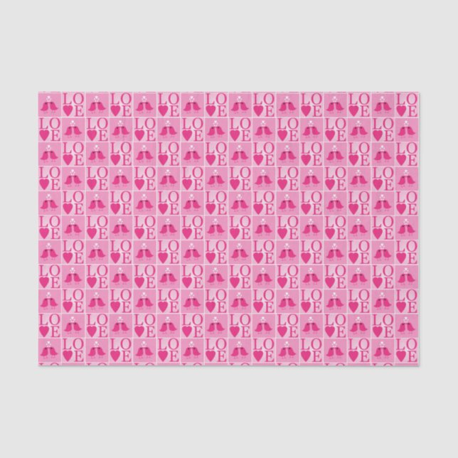 Liebesvögel im rosa Muster Seidenpapier (Vorderseite)