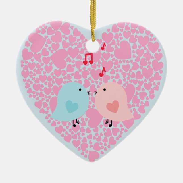Liebesvögel Keramik Ornament (Vorne)