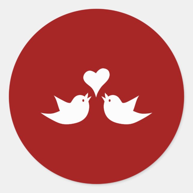 Liebesvögel mit Herz-Hochzeit Runder Aufkleber (Vorderseite)
