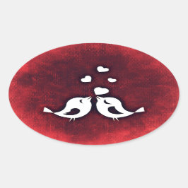 Liebesvögel Ovaler Aufkleber