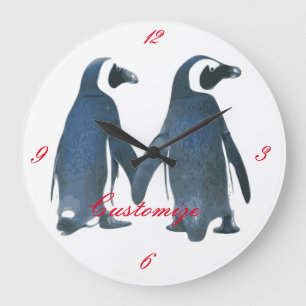 Liebesvögel Penguin Couple Thunder_Cove Große Wanduhr