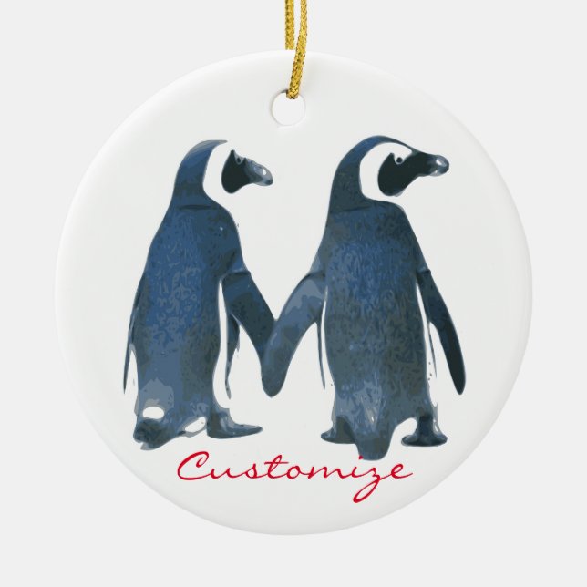 Liebesvögel Penguin Couple Thunder_Cove Keramik Ornament (Vorne)
