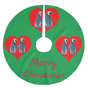 Liebesvögel Penguin Paarherz Thunder_Cove Polyester Weihnachtsbaumdecke