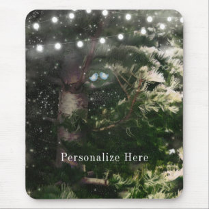Liebesvögel + Pine Tree Night Rustikal Personalisi Mousepad