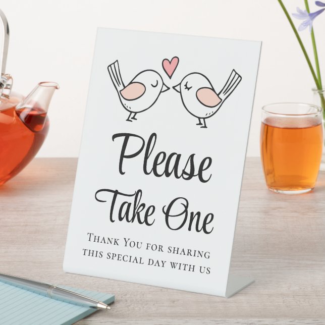 Liebesvögel Rosa Gastgeschenke Hochzeiten Sockelschild (In Situ)