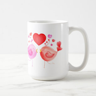 Liebesvögel rot pink Gedicht individuelle Valentin Tasse