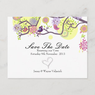 Liebesvögel Save the Date Karte in Weiß