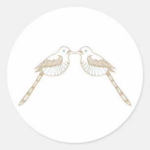 Liebesvögel Schwarz/Weiß Hochzeit Briefumschlag Si Runder Aufkleber