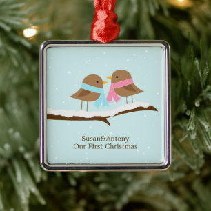 Liebesvögel Silbernes Ornament