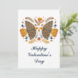 Liebesvögel skandinavische Volkskunst Valentinstag Feiertagskarte