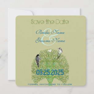 Liebesvögel Specht Grün Wirbel Baum Hochzeit Save The Date