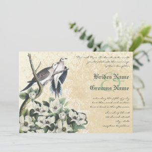 Liebesvogel-Tauben- und Magnolien-Hochzeitseinladu Einladung