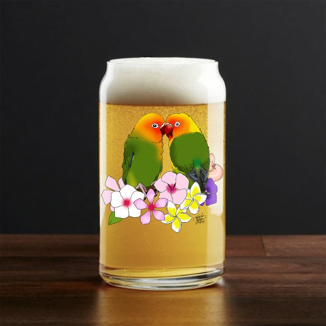 Liebesvögel Tropische Blume Dosenglas (Von Creator hochgeladen)